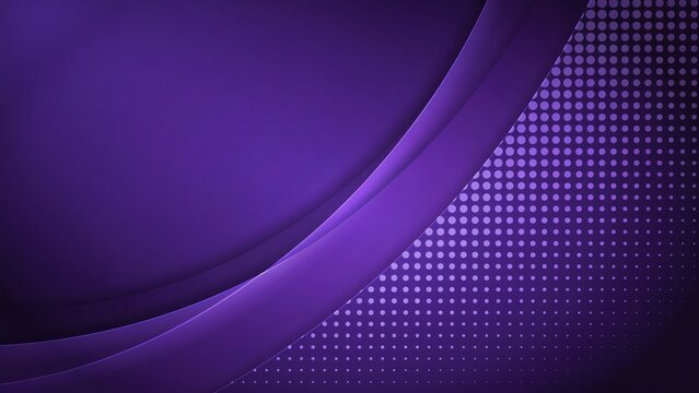 Abstract purple background featuring smooth elegant flowing curves and a modern digital halftone dot pattern for professional corporate web design