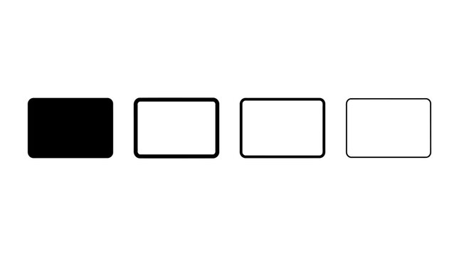 Minimalist progression of rounded rectangle frames in simple black