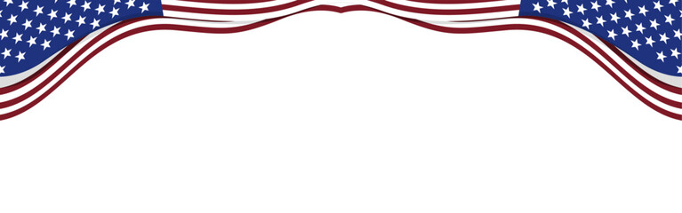 Fototapeta premium Minimalist patriotic website header banner with American flag corner curves for Presidents Day greeting