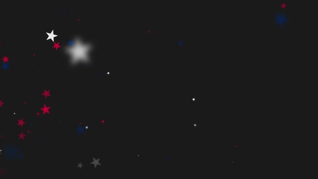 patriotic Red White and Blue Stars Falling on Dark Blue Background
