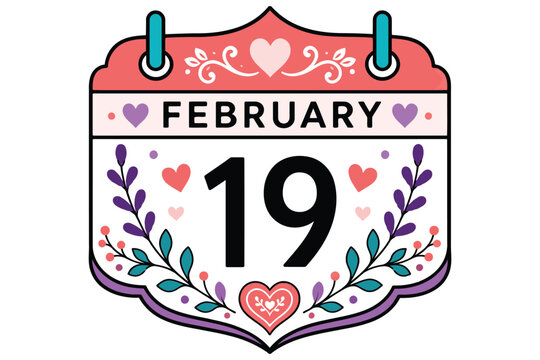 Cute february 19 decorative calendar badge