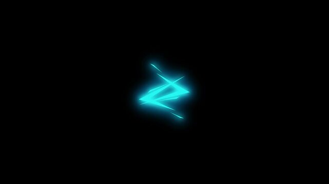 Electric Energy Blast Lightning Explosion Effect on Black Background, Neon Blue Square Box Fragment Pop Shockwave with Cartoon Thunder Flash Design Asset Overlay Video