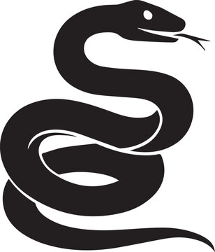 Solid black silhouette icon of a dangerous coiled striking snake