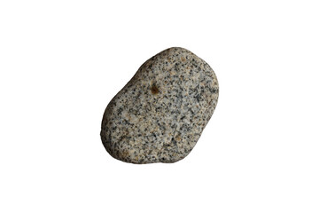 Fototapeta premium Isolated gray speckled stone on white background minimalist texture close-up
