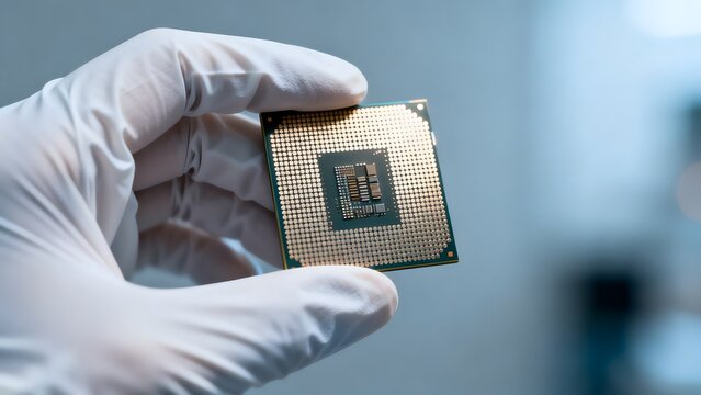 Hand holding computer processor