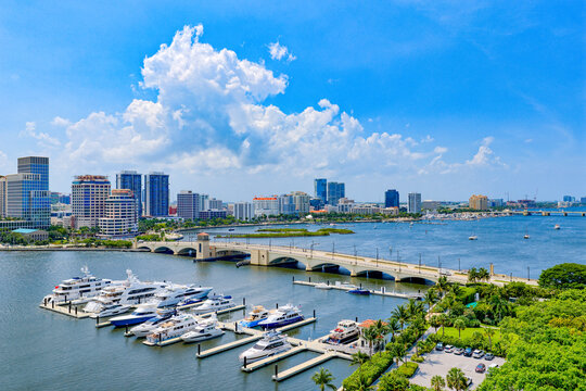 aerial view of Royal Park Bridge and downtown West Palm Beach