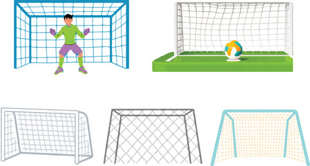Football Goalposts with Nets Sports Equipment Vector Set © Faisal Shahzad