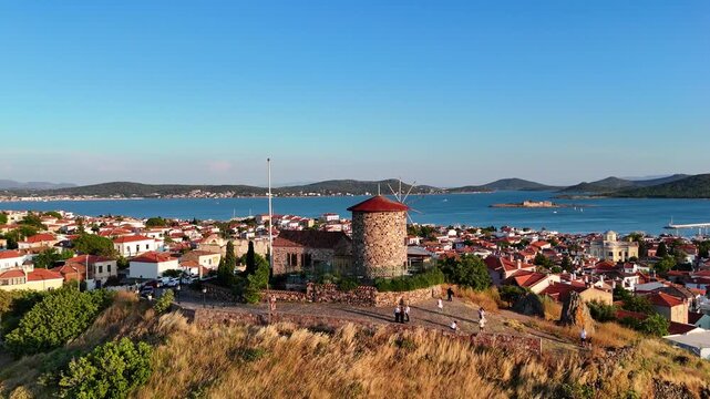 Aerial View of Cunda Island and Ayvalik Coast in Turkey