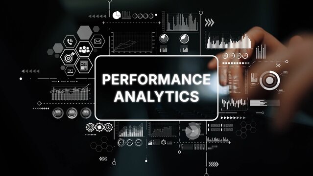 Digital Performance Analytics Visualization with Graphs, Charts, and Data Metrics for Business Insights. Asymptotic smart data analytic.
