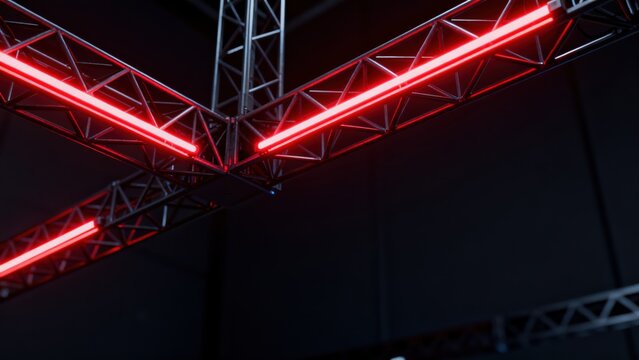 Metal Truss with Red Lighting