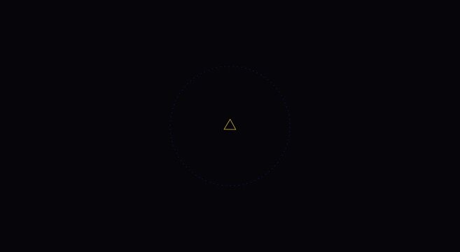 Minimalist gold triangle geometric motion animation background, with pulsing circle