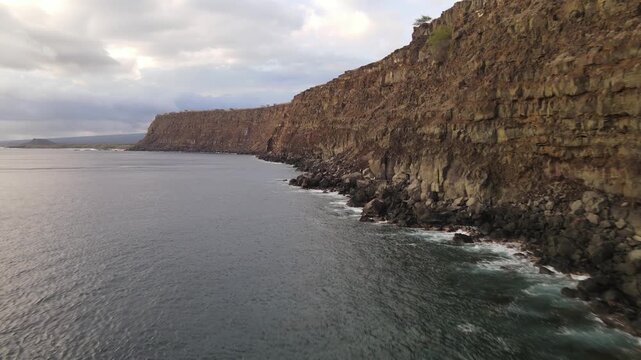 Aerial view of the rugged shoreline of southern tip of the Big Island of Hawaii