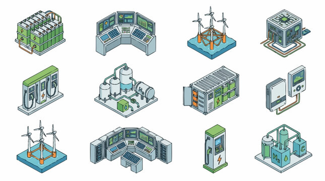 Isometric Data Center and Server Room Illustrations.