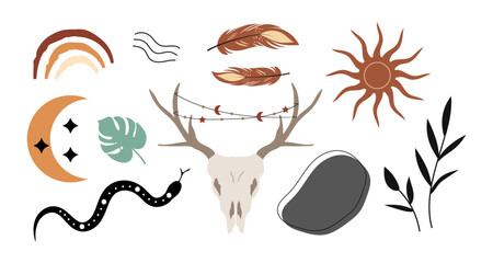 Boho Celestial Antler Skull Decorative Collection © coretancreative