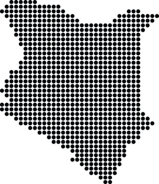 Kenya Dotted Map Minimalist Black Dots Silhouette Country Geography Graphic Element