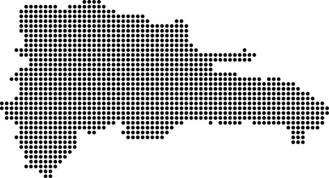 Dominican Republic Dotted Map Minimalist Black Dots Silhouette Country Geography Graphic Element