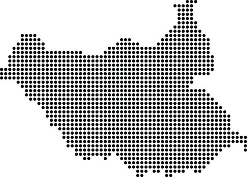 South Sudan Dotted Map Minimalist Black Dots Silhouette Country Geography Graphic Element