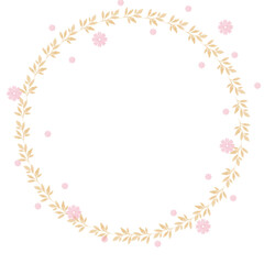 Fototapeta premium Beautiful Floral Wreath Circle Frame with Flowers and Foliage