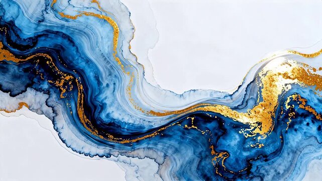 Abstract blue and gold swirling pattern