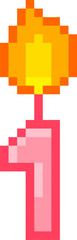 Fototapeta premium Candle Number One Burning Pixel Art