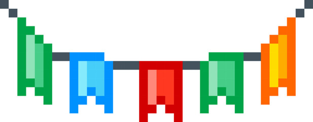 Fototapeta premium Bunting Banner Hanging Pixel Art