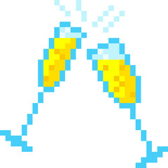 Fototapeta premium Champagne Toast Pixel Art