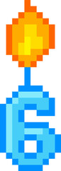 Fototapeta premium Number Six Candle Pixel Art