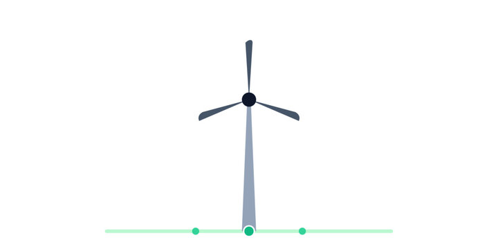 Wind turbines operate on a renewable energy network system outdoors