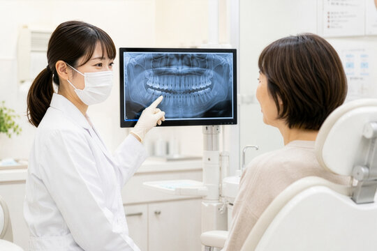 歯科医師によるレントゲン検査の説明