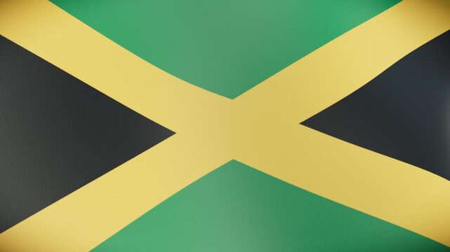 Vibrant 3D corporate flag of Jamaica and Americas gently waving, a seamless green screen video loop background