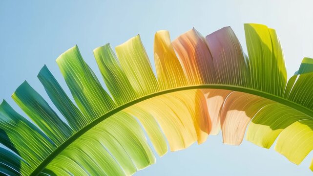 Tropical green banana leaf close up