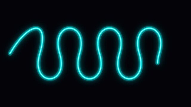 Glowing cyan neon wave on a black background.