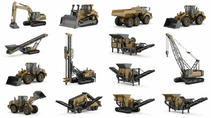 Collection of heavy construction machinery and equipment. © Bunga