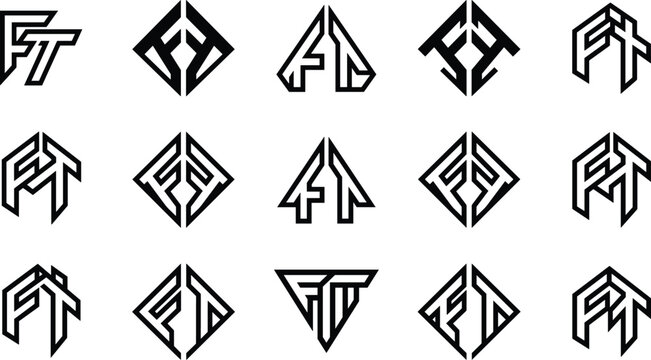 Set of FT letter monogram logo designs for modern business branding and corporate identity projects