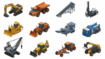 Collection of heavy construction machinery and equipment. © Sami