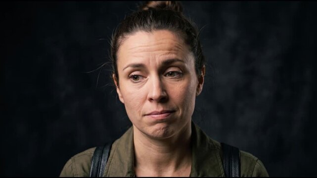 Skeptical Woman Looking Away With Doubtful Facial Expression