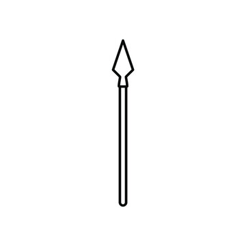 A simple line drawing of a spear with a triangular tip on a white background.