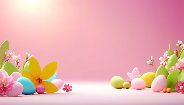 Spring Flowers and Easter Eggs Border