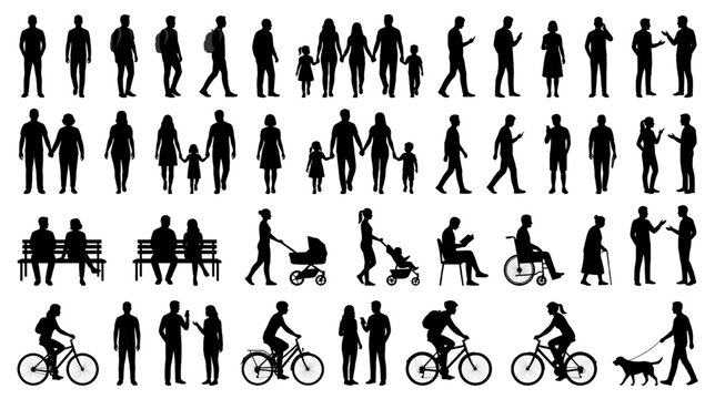Diverse Human Activity Silhouettes Collection for Architectural CAD Design Projects