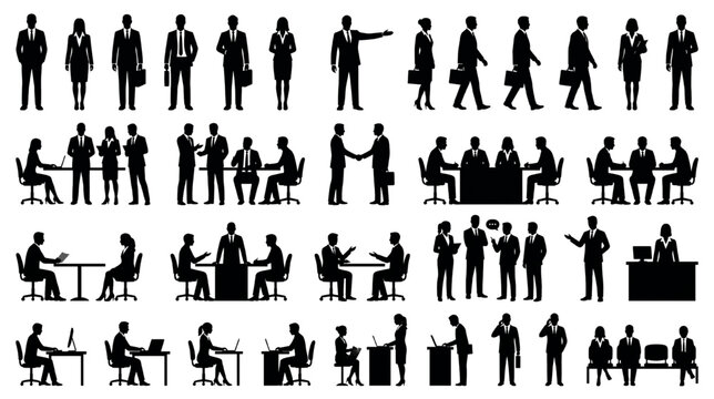 Business People Silhouettes Set for CAD Project Planning and Corporate Layouts