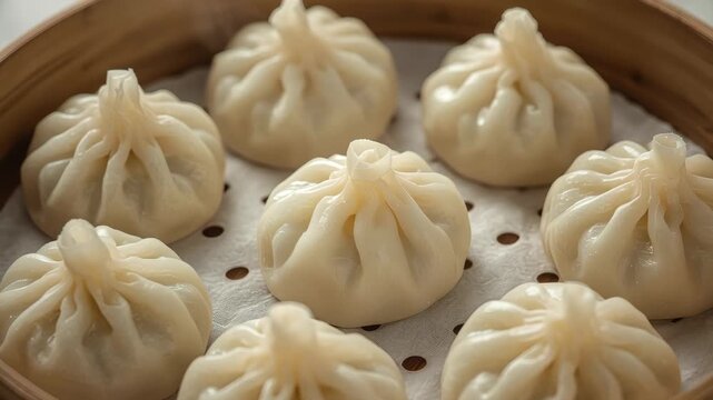 Steamed soup dumpling xiaolongbao in bamboo steamer dim sum steamed bun dumpling soup dumpling