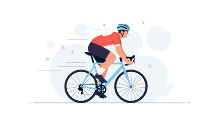 Fototapeta premium Dynamic Vector Illustration of a Cyclist in Full Speed, Featuring Geometric Shapes and Motion Lines