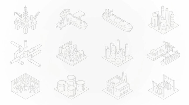 Collection of minimalistic line art icons and symbols.