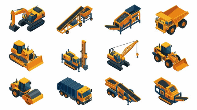 Collection of Orange Construction Vehicles and Equipment.