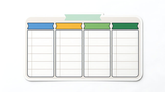 Blank weekly planner template with four colorful columns