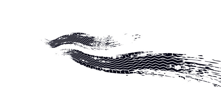 Auto tire tread grunge element. Car and motorcycle tire pattern, wheel tyre tread track. Black tyre print.