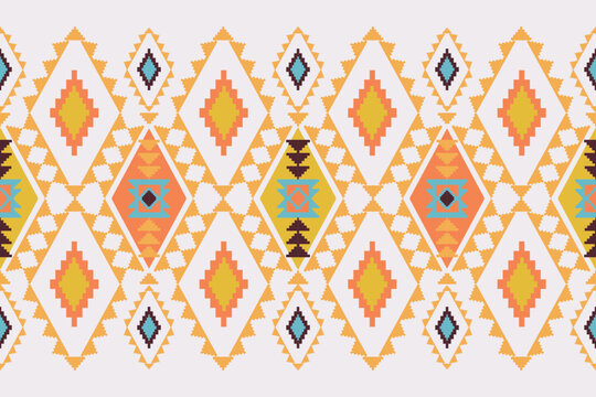 Southwest Navajo ornament pixel pattern with colorful diamond motifs