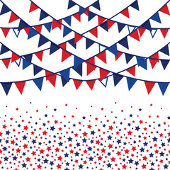 Fototapeta premium Patriotic bunting flags and red and blue stars