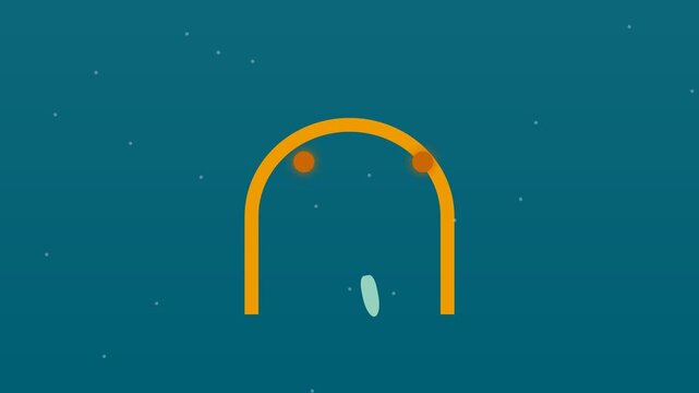 Abstract 2D Animation of a Moving Oval Shape Through a Curved Archway.