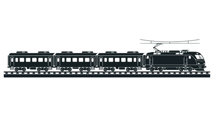 Modern electric passenger train on railway tracks silhouette © Mangga
